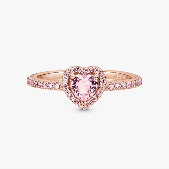 Pandora Rose Ring with Heart Pink Stone - Picture 1 of 2
